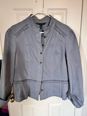 White House Black Market Slate Gray Button-Front Military Jacket